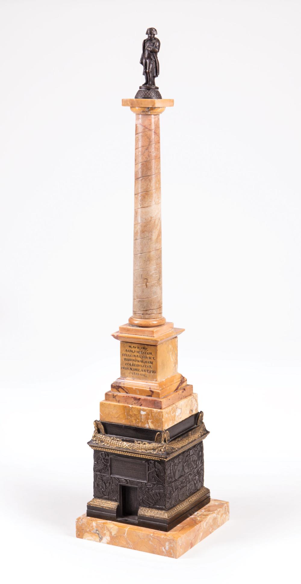 Appraisal: Grand Tour Bronze and Sienna Marble Model of the Vendome