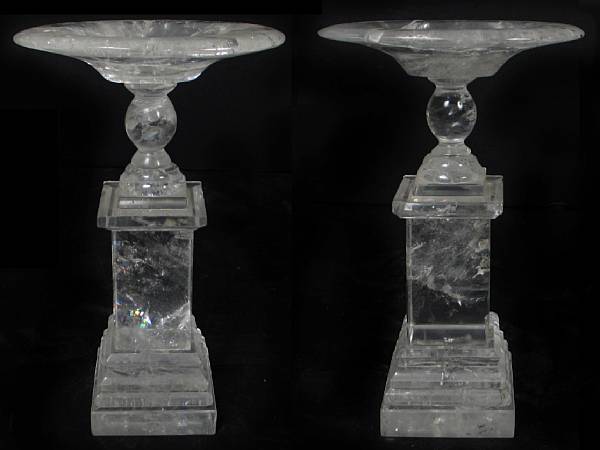 Appraisal: A pair of rock crystal tazzas height in diameter in