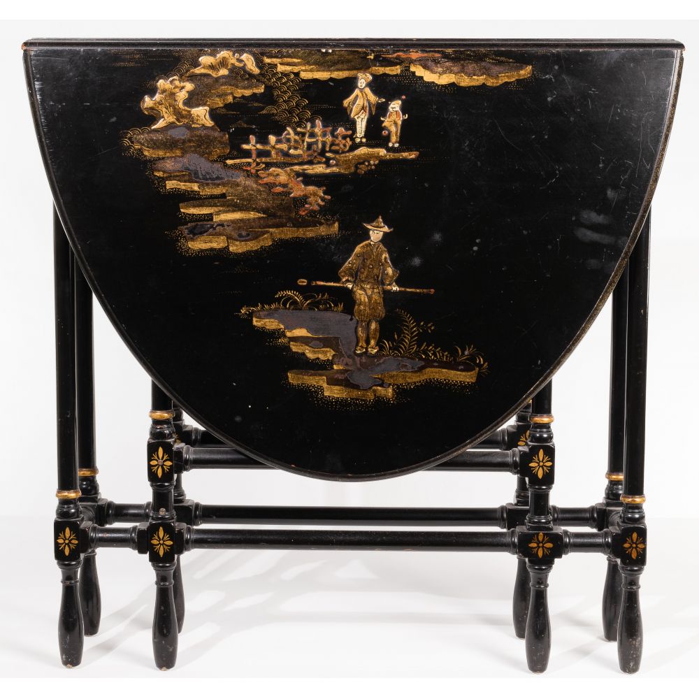 Appraisal: CHINOISERIE GATE LEG TABLEHaving a black finish with a hand