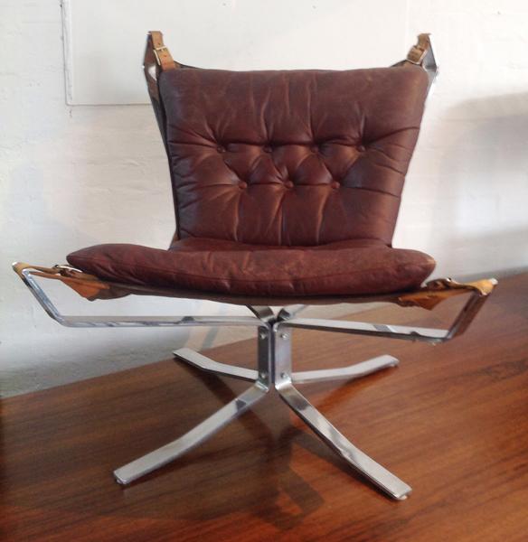 Appraisal: SIGURD RESSEL NORWEGIAN BORN CHROMED STEEL AND LEATHER FALCON CHAIR