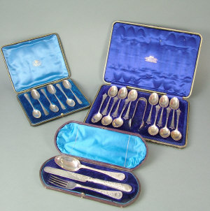 Appraisal: A Victorian silver three piece cutlery christening set by E