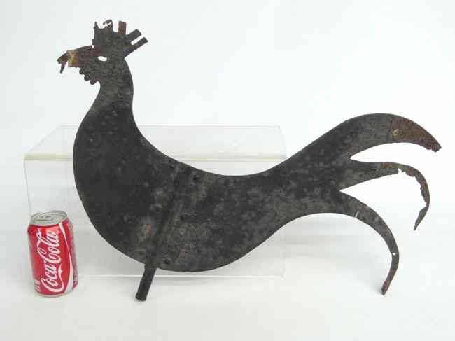 Appraisal: Sheet iron rooster weathervane '' W '' Ht imperfections