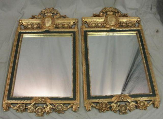 Appraisal: Pair of Gilt and Painted Mirrors From a Bronx NY