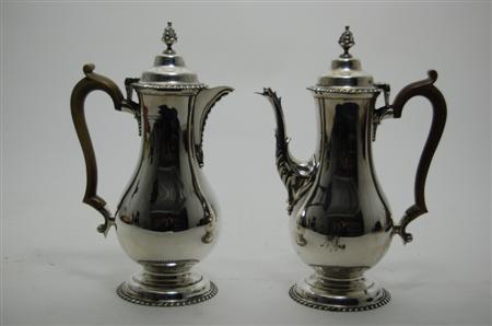 Appraisal: A modern silver cafe au lait set Asprey London the