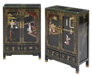 Appraisal: A PAIR OF CHINESE INSPIRED CABINETS OF SMALL PROPORTIONS A