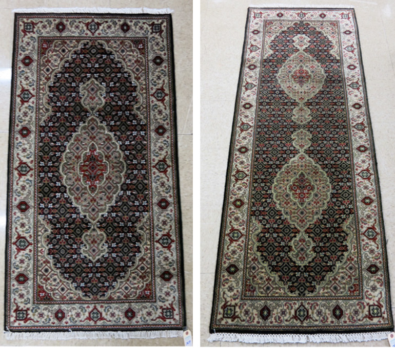 Appraisal: TWO HAND KNOTTED ORIENTAL AREA RUGS Persian Bidjar design matching