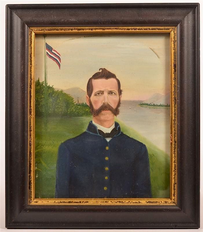 Appraisal: Oil Painting Depicting a Civil War or GAR Soldier th