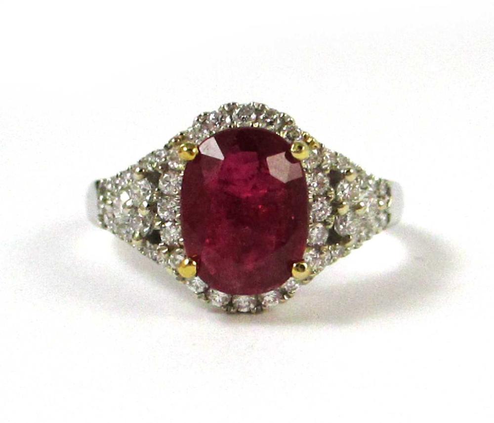 Appraisal: RUBY DIAMOND AND FOURTEEN KARAT GOLD RING The k white