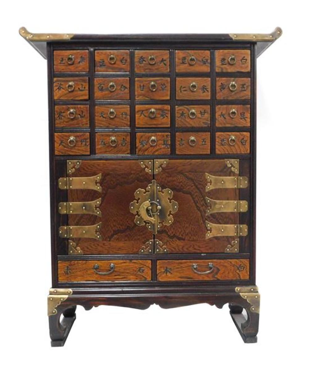 Appraisal: ASIAN Korean apothecary chest th C bench top over twenty