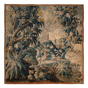 Appraisal: A Continental Wool Verdure Tapestry Fragment th Century Height x