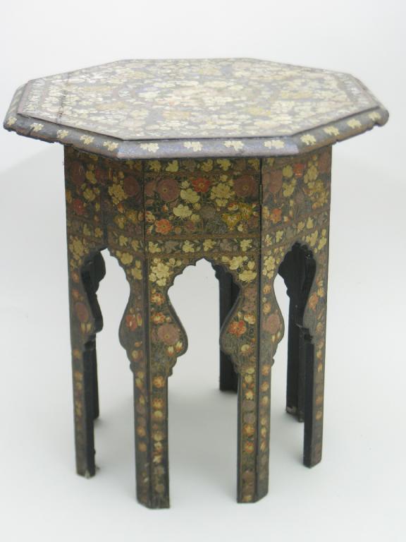 Appraisal: A Cashmere octagonal Table with detailed painted floral decoration