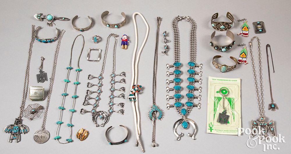 Appraisal: Contemporary Navajo style turquoise jewelry Group of contemporary Navajo style