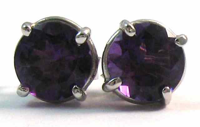 Appraisal: PAIR OF AMETHYST EARRINGS each k white gold set with