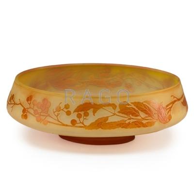 Appraisal: GALLE Cameo glass bowl acid-etched with fruiting branches Nancy France