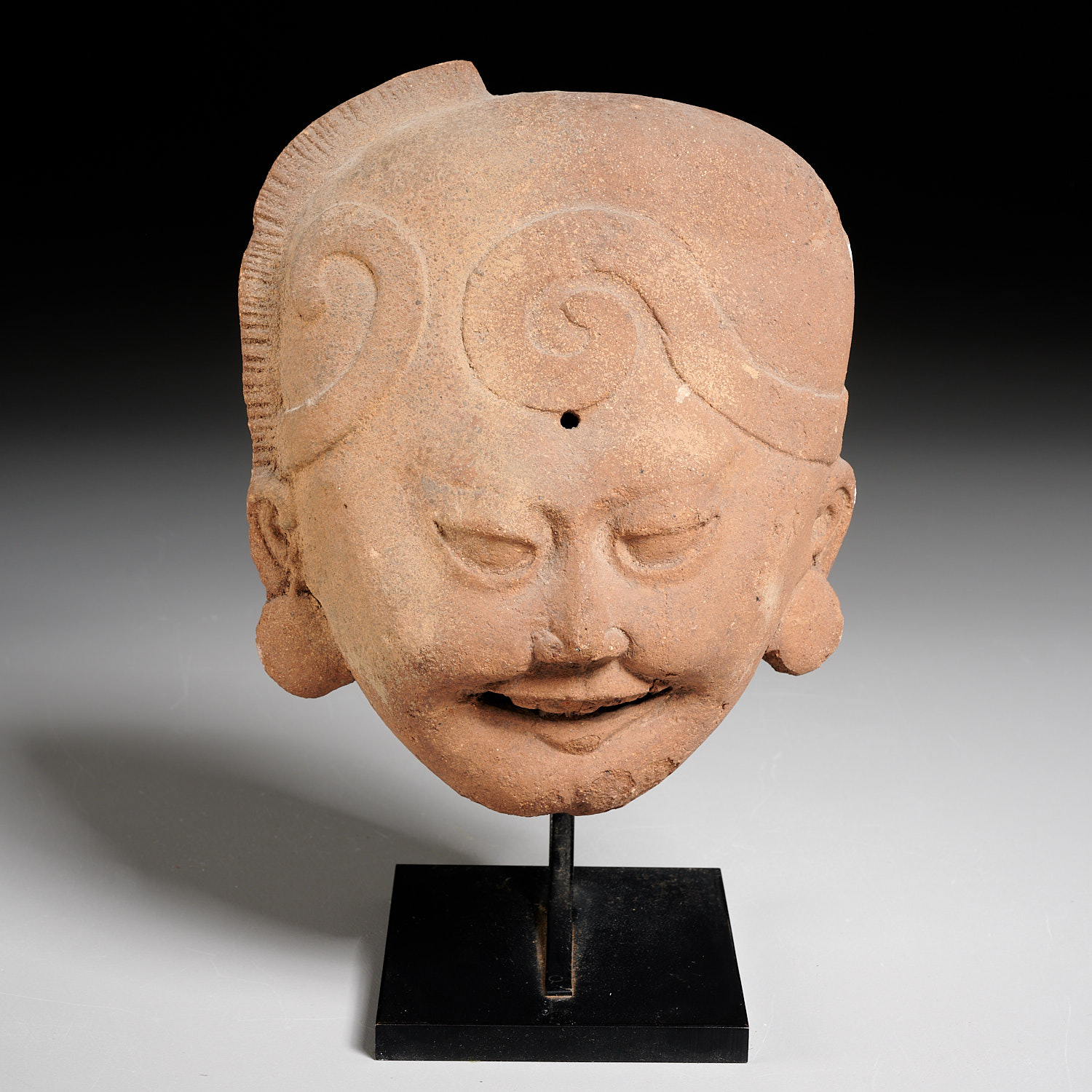 Appraisal: PRE-COLUMBIAN SONRIENTE HEAD EX-MATHIAS KOMOR c - CE Veracruz Mexico