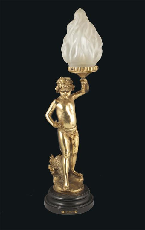 Appraisal: A French gilt spelter figural table lamp