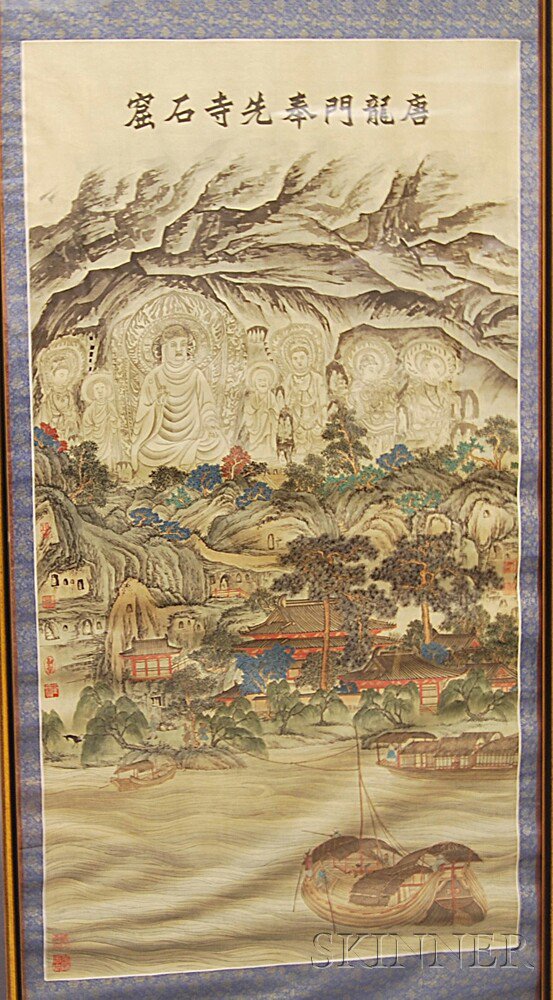 Appraisal: Chinese Scroll Painting ink and color on silk depicting Fengxian