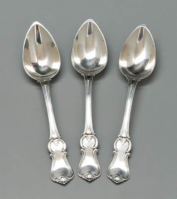 Appraisal: Three New Orleans coin silver spoons shaped floral handles scroll