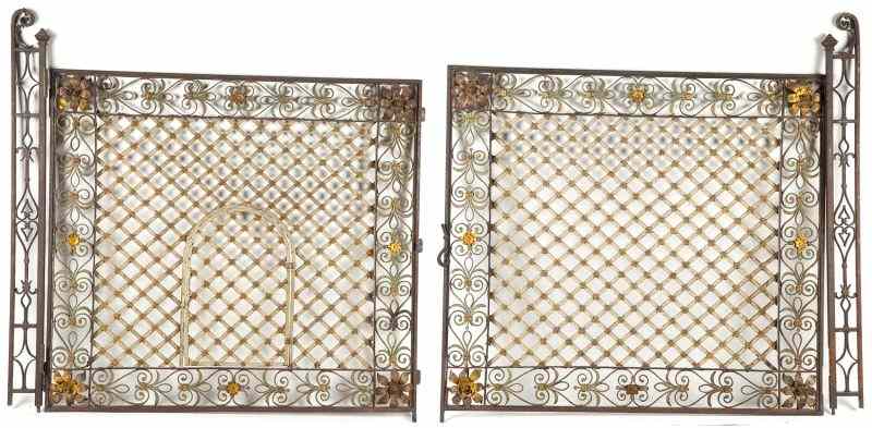 Appraisal: Pair of French Wrought Iron Garden Gates th century green