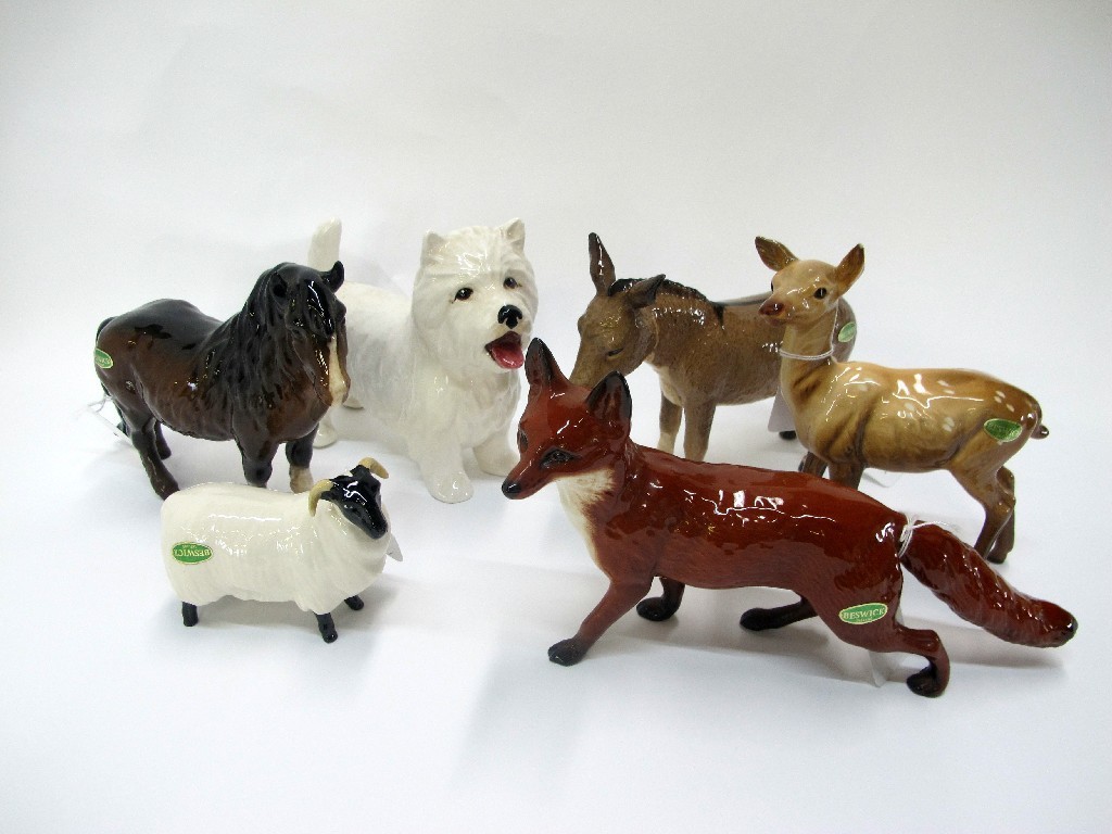 Appraisal: Five Beswick ware animals including a fawn donkey horse a