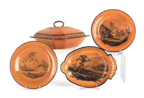 Appraisal: Four pieces of Davenport transfer decorated dinnerwares th c