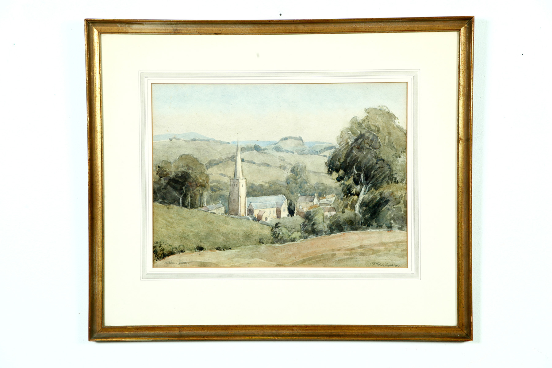 Appraisal: LANDSCAPE WITH CHURCH BY OSWALD PARTRIDGE MILNE ENGLAND - Watercolor