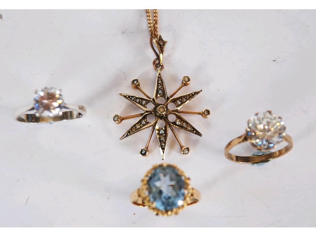 Appraisal: EDWARDIAN STYLE ct GOLD TINY SEED PEARL SET STAR SHAPE