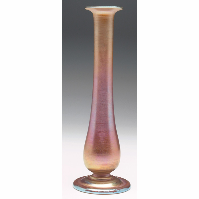 Appraisal: L C Tiffany vase footed tall slender shape in gold