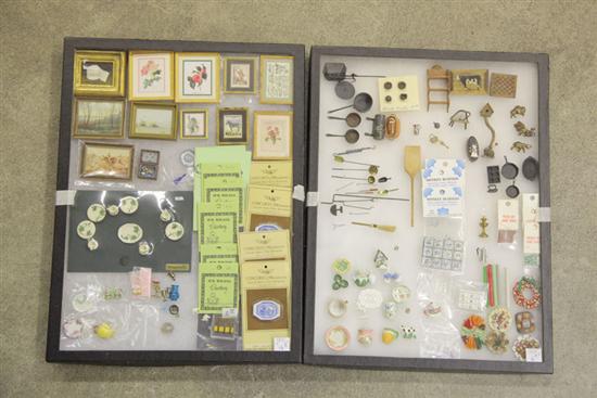 Appraisal: GROUP OF MINIATURE DOLLHOUSE ART AND ACCESSORIES Including eleven framed