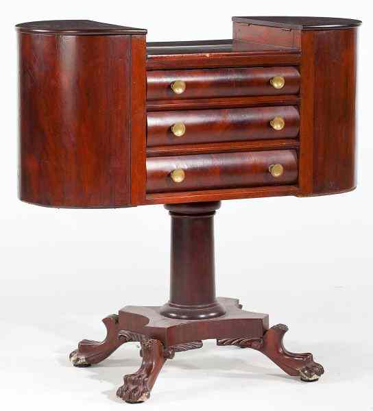 Appraisal: American Classical Sewing Standmid th century mahogany and mahogany veneers