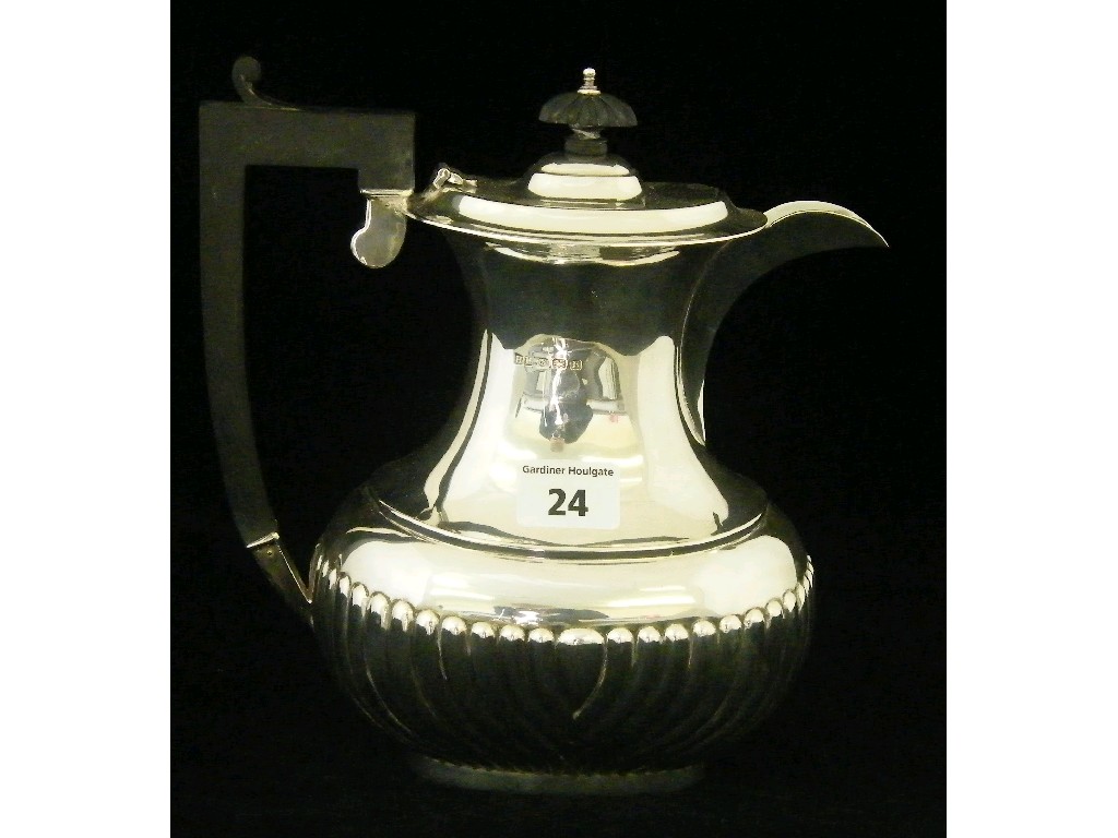 Appraisal: Hot water pot of baluster half fluted form high maker