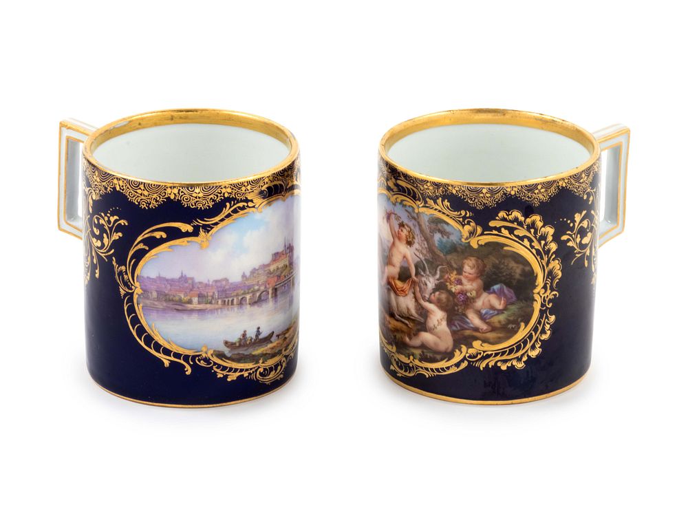 Appraisal: Two Meissen Painted and Parcel Gilt Porcelain Coffee Canns Two