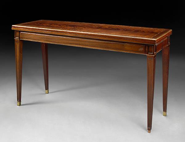 Appraisal: A Directoire style brass mounted mahogany fold top extension dining