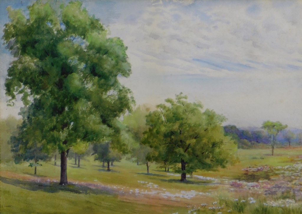 Appraisal: J E SMITH NEW ENGLAND SUMMER LANDSCAPE WC PAINTING United