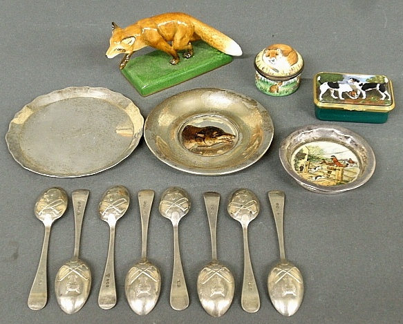 Appraisal: - Group of sterling silver and silver accented fox hunting