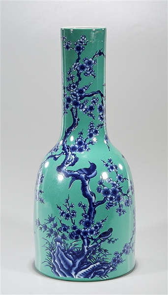 Appraisal: Chinese glazed porcelain vase depicting blue and white blossoming trees