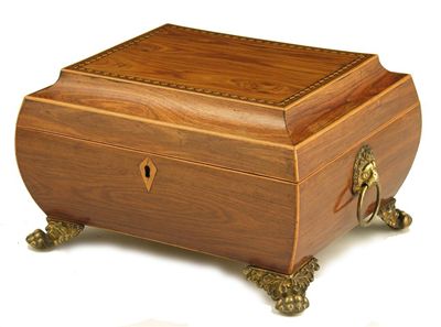 Appraisal: An early th century kingwood work box of rectangular bombe