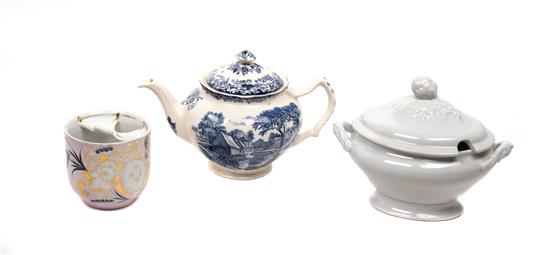 Appraisal: Sale Lot Three English Porcelain Articles comprising a transfer decorated