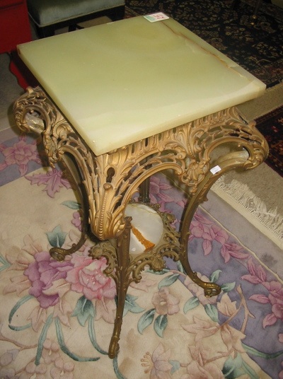 Appraisal: A VICTORIAN BRASS AND ONYX MARBLE LAMP STAND American c