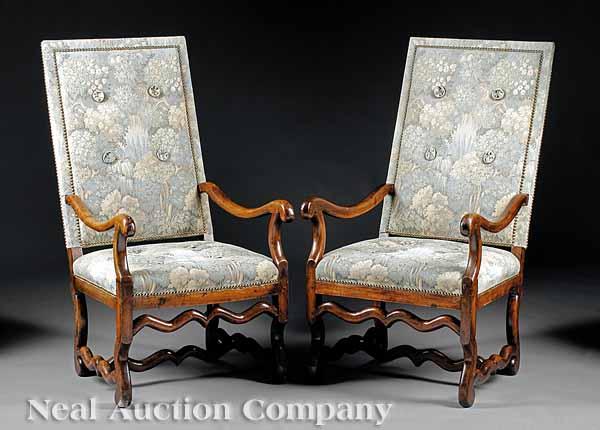 Appraisal: A Fine Pair of Antique French Carved Fauteuils la Reine