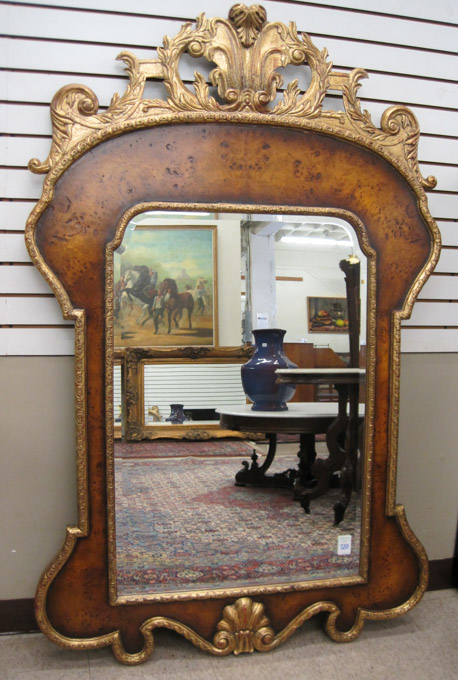 Appraisal: LARGE VENETIAN STYLE WALL MIRROR the burl walnut veneer frame