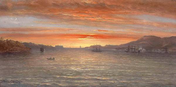 Appraisal: Norton Bush American - Sunset on San Francisco Bay signed