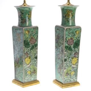 Appraisal: Pair Chinese famille vert porcelain vases Pair Chinese famille vert