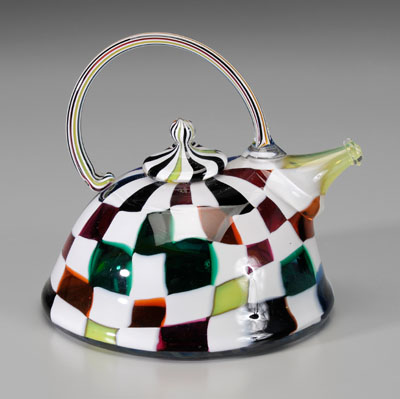 Appraisal: Richard Marquis American born Checkerboard Teapot signed on base Richard