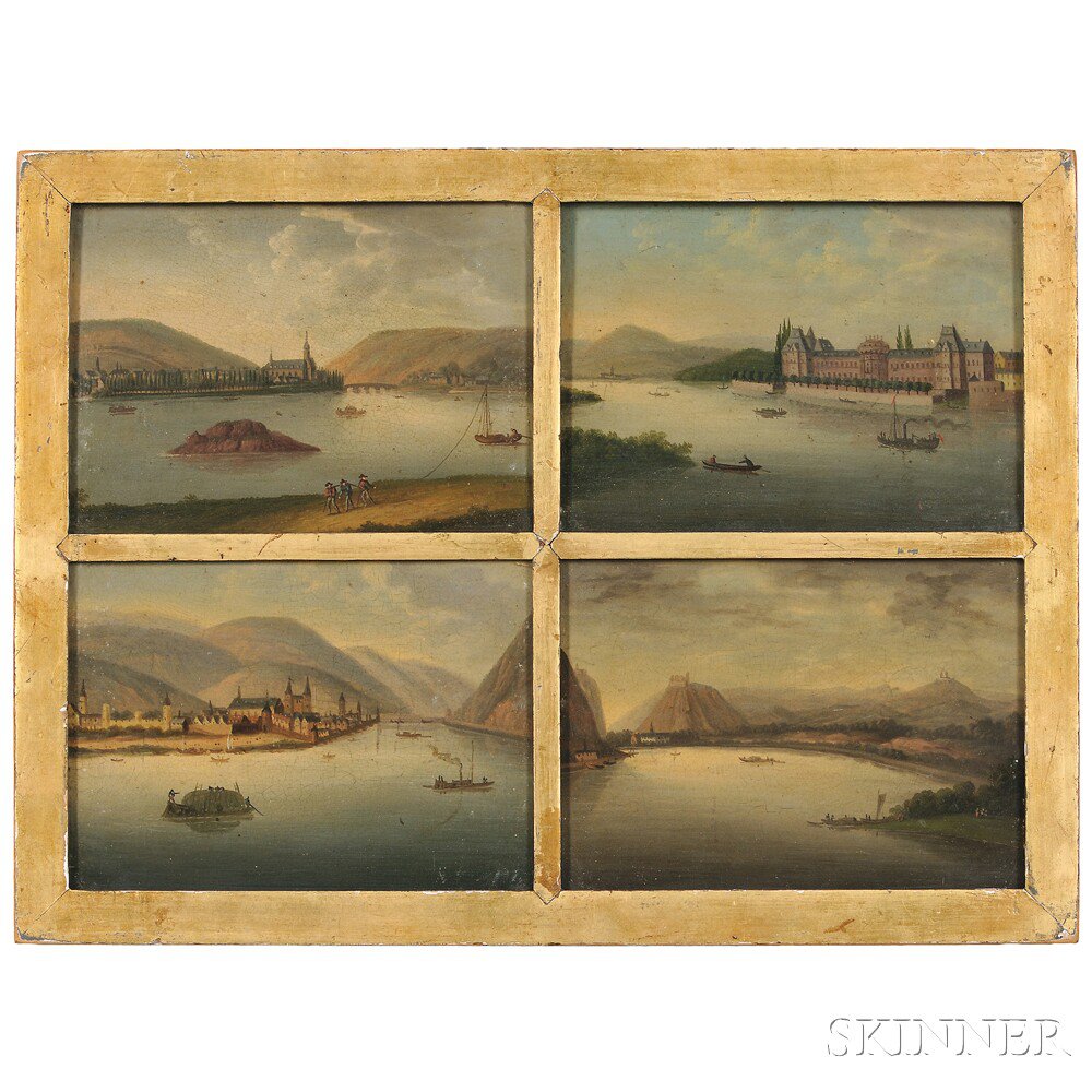 Appraisal: Continental School th Century Four Lake Views Unsigned Oil on