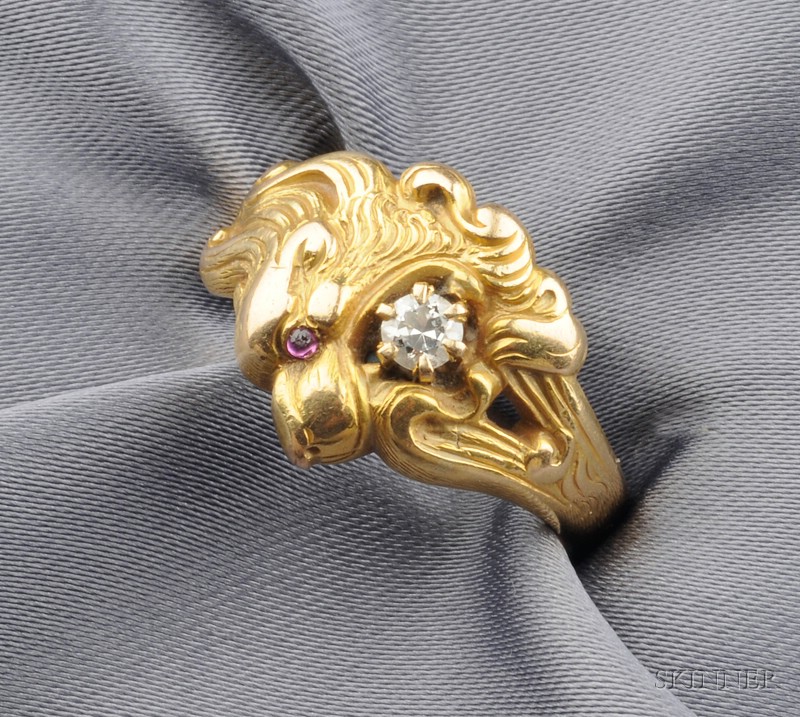 Appraisal: Art Nouveau kt Gold Ring Allsopp-Steller Newark designed as a