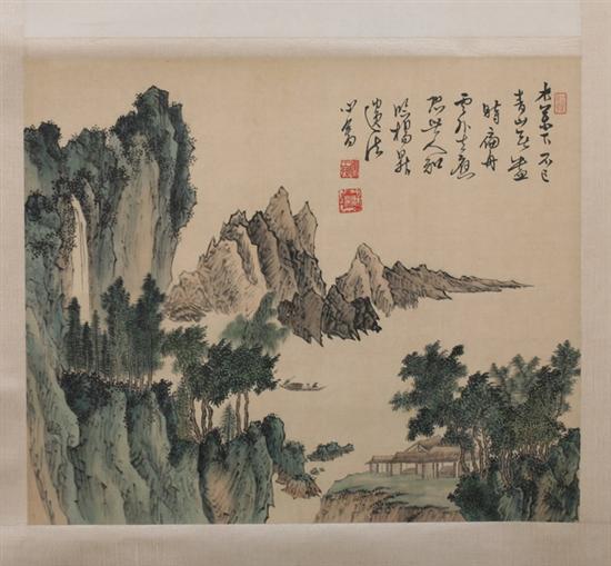 Appraisal: AFTER PU RU Chinese th century MOUNTAINOUS LANDSCAPE Color and