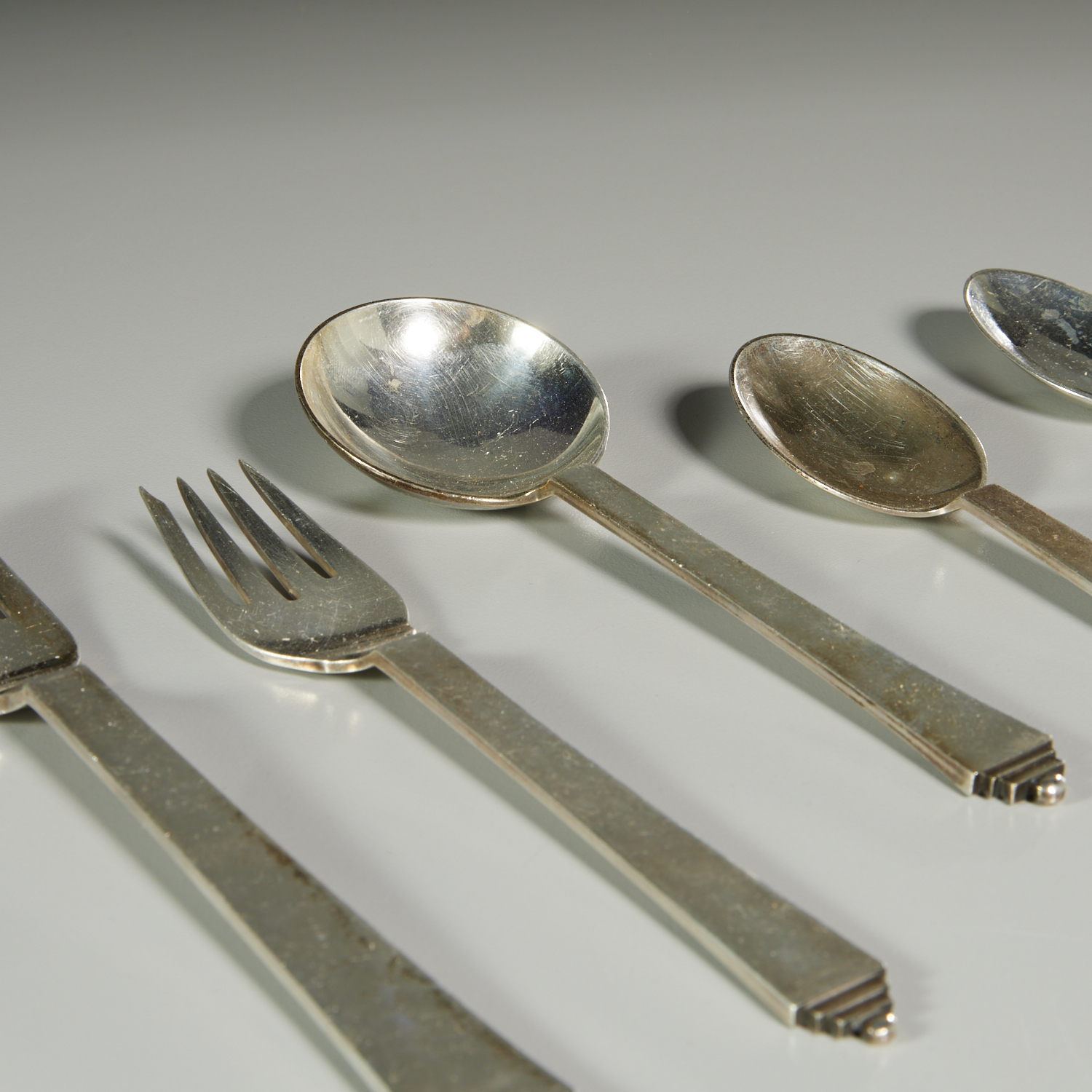 Appraisal: GEORG JENSEN LARGE 'PYRAMID' FLATWARE SET Introduced sterling silver including