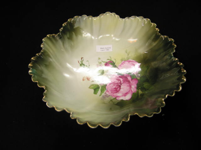 Appraisal: R S Prussia Porcelain Berry Bowl floraform with rose decor