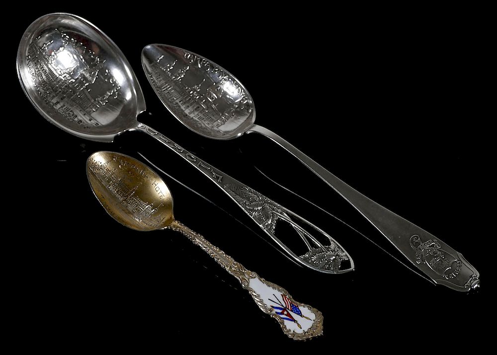 Appraisal: TAMPA Sterling Souvenir Spoons Three antique sterling silver souvenir spoons